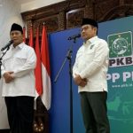 Presiden RI terpilih Prabowo Subianto dan Ketua Umum PKB Muhaimin Iskandar alias Cak Imin di Kantor DPP PKB, Jakarta Pusat, Rabu, 24 April 2024